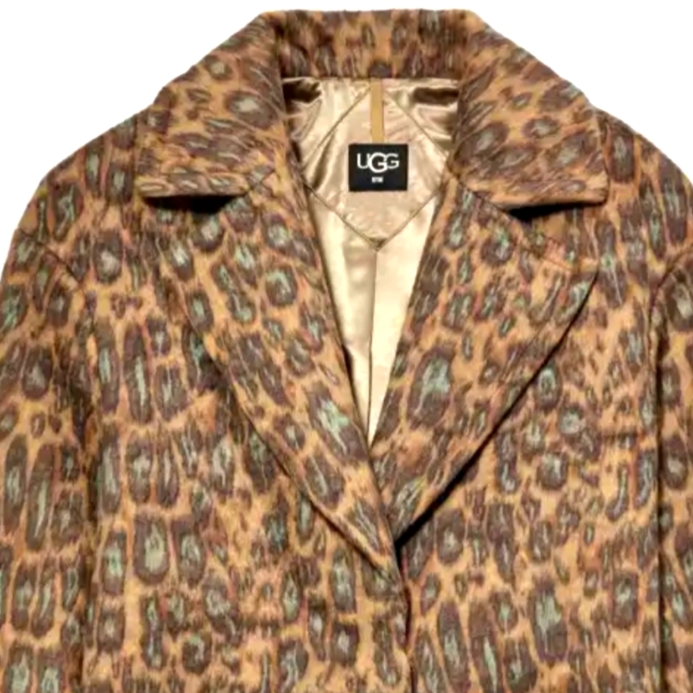 UGG Women's Hattie Long Oversized Coat Leopard Cheetah Print